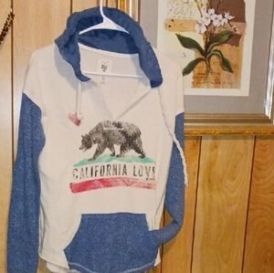 Billabong Blue and Cream Hooded Top